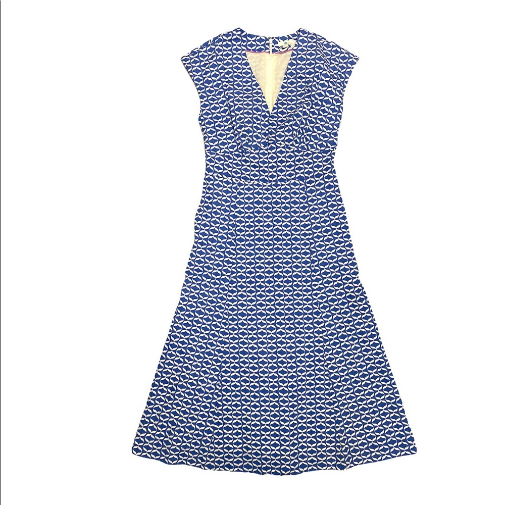 NWOT Boden Natasha Cotton Vneck Maxi Dress Sky Blue Ribbons Size 4 - Picture 4 of 12